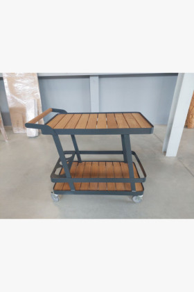 Luxusný záhradný servírovací stolík – hliník a drevo (výstavný kus, outlet)